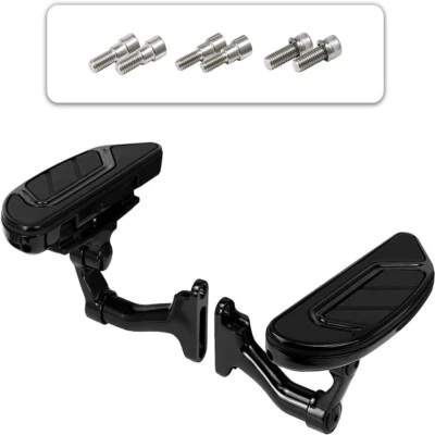 Estriberas traseras negras para pasajeros Harley Road King/Glide 1994-2024 con soportes Foto 1 de 4