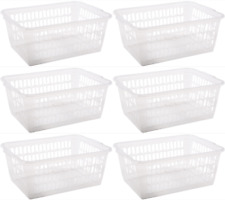 6x Wham Plástico oficina en el hogar Almacenamiento Práctico ordenado gran cesta Bandeja 30cm-Transparente