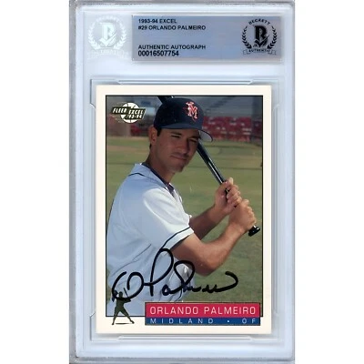 Orlando Palmeiro Signed 1993-94 Fleer Excel #29 RC AUTO Beckett Slab LA Angels - Image 1 of 4