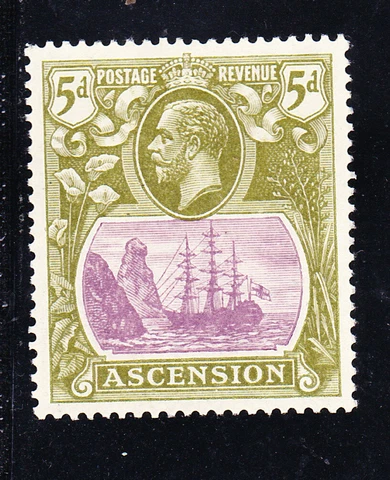 ASCENSION ISLAND   Scott # 16 the FIVE PENCE  mint never hinged !  FREE SHIPPING Cover