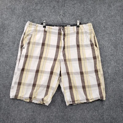 Шорты мужские Marc Ecko 38 белые коричневые китайская средняя посадка 10 дюймов покрой и шитье в клетку для улицы - Изображение 1 из 4