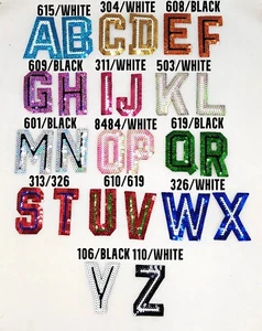 NEW COLORS! 3in Two Tone Outline Sequin Iron-On Letters (First Second Third Row) - Picture 1 of 3