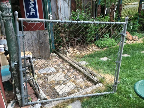 Antique metal garden gate 57" wide Chain Link gate Garden Art Trellis Cover