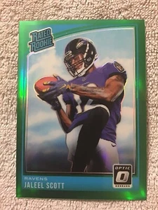 2018 Donruss Optic JALEEL SCOTT Rookie RC Green Prizm #/5 Baltimore Ravens - Picture 1 of 4