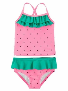 Carters Infant Girls Pink Ruffle Watermelon 2pc Tankini Swimming Suit 9 Months - Picture 1 of 2