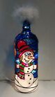 Snowman Bottle Lamp Stained Glass Look Handpainted Lighted