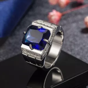 Domineering Men's Ring 925 Sterling Silver Crystal Stone Ring Jewellery Gift UK - Picture 1 of 7