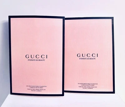 Gucci 24 Wear Breathable Foundation Luminous Matte Finish Samples Sample Card x2 - Image 1 of 3
