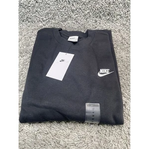 Herren Nike Club Fleece Rundhalsausschnitt Sweatshirt schwarz weiß Buchstaben Größe Medium neu - Bild 1 von 10