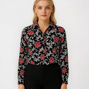 00s Alfred Dunner Vintage Multicolor Floral Button Up Top  - Picture 1 of 7