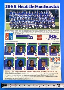 1988 Seattle Seahawks NFL Domino's Team Photo +9 Cards - Steve Largent - 17"x13" - Bild 1 von 9