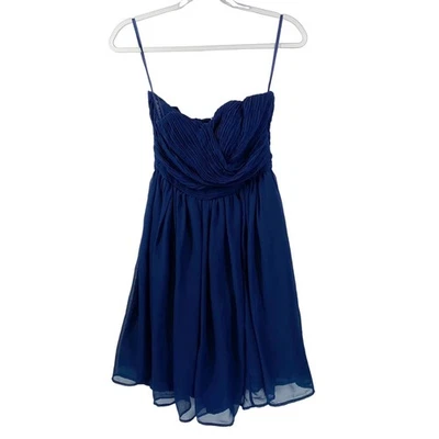 Formal Dress Dark Blue Bridesmaid Wedding Tevolio Strapless with Pockets Size 2 - Image 1 of 4