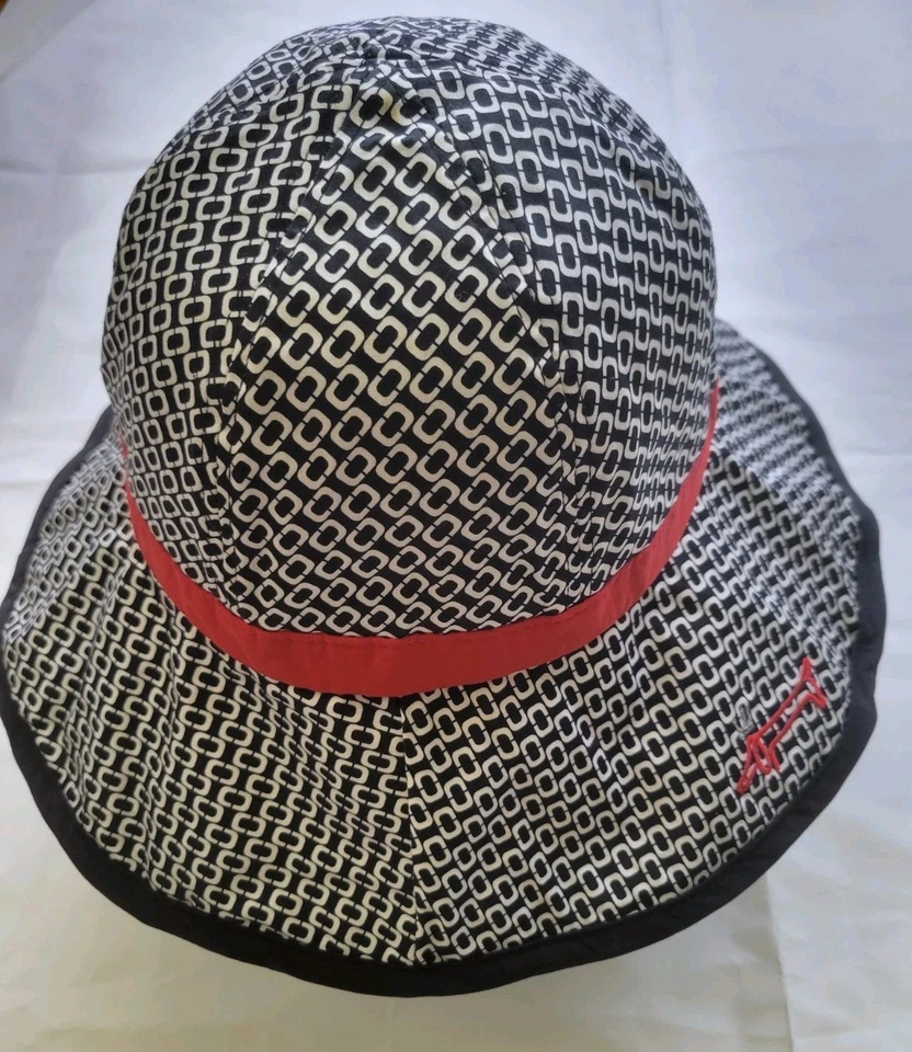 Louis Castel Woman's Summer Beach Sun Hat Black/White  With Red Trim Bow  Sz.7 - Image 1 of 4