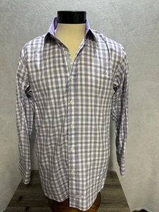 Men's English Laundry Button Down Shirt Size 16 1/2 32/33 White/Purple - Picture 1 of 6
