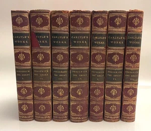 1869 Thomas Carlyle's History of Frederick the Great 7 Vol Fine Leather Binding - Picture 1 of 22
