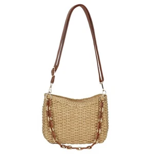 Womens Straw Woven Shoulder Bag Summer Beach Travel Crossbody Handbag Satchel... - Picture 1 of 7