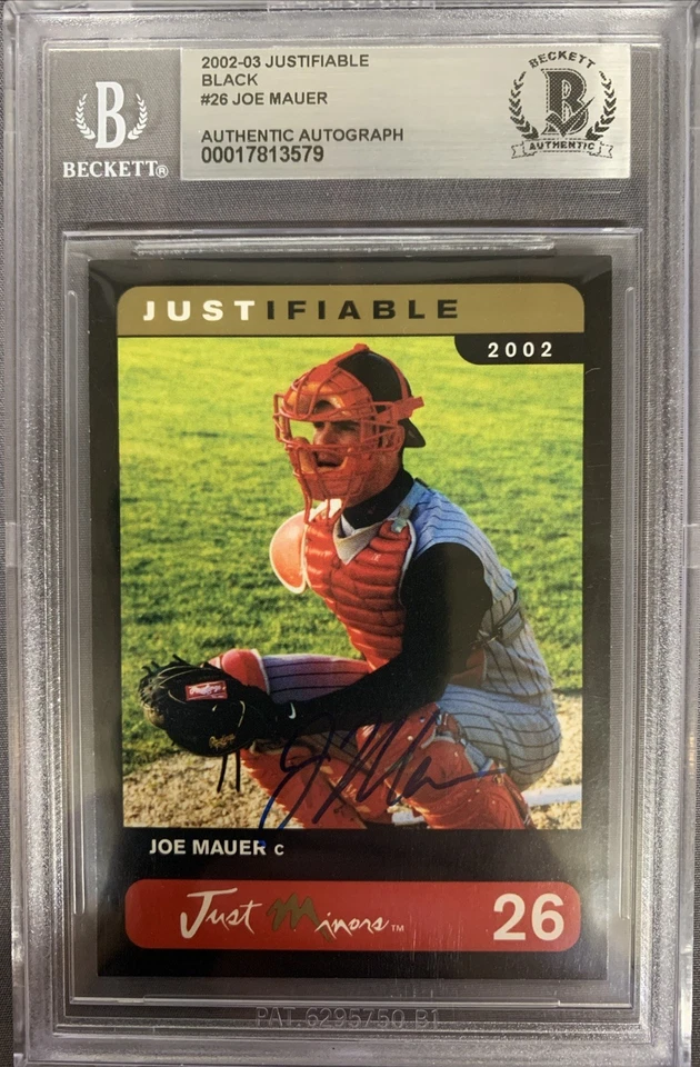 JOE MAUER 2002 Just Black Authentic AUTOGRAPH ROOKIE Card HOF Auto BGS COA TWINS - Image 1 of 2