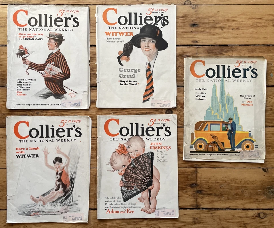 Lot of 5 Collier's Jazz Age Magazines 1926 - 1930 Ads, Art Worn Complete - Image 1 of 4