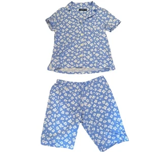 Lauren Ralph Lauren kurzer Schlafanzug 2 teiliges Set Gr. L blau geblümt 100% Baumwolle - Bild 1 von 18
