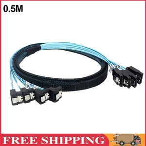 7P SATA 3.0 Mini SAS Kabel 6 Gbit/s 4 SATA auf 4 SATA Datenkabel für SSD (0,5 m) - Afbeelding 1 van 9