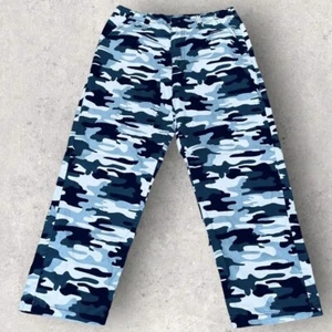 Grey Camouflage Cropped Trousers Size 10 - black, white & grey, 25” L - Picture 1 of 4