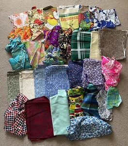 Vintage Fabric Scraps Over 8lbs 60s 70s Huge Variety Colors Patterns Materials - Picture 1 of 10
