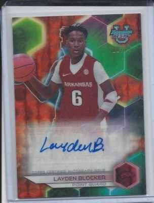 LAYDEN BLOCKER 2023 BOWMAN'S BEST UNIVERSITY ORANGE GEOMETRIC REFRACTOR AUTO /25 - Image 1 of 2