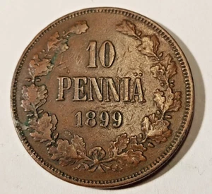 Finland *10 penniä * 1899 * Nicholas II * Copper *Condition 1+ * - Picture 1 of 2