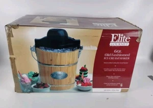 Elite Gourmet Old Fashioned 6 Quart Wood Bucket Electric Ice Cream Maker - Picture 1 of 4