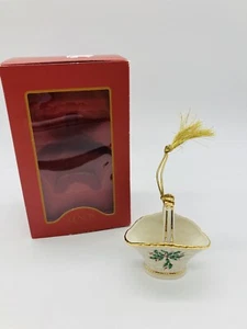 Lenox Holiday Basket Ornament With Holly Gold Rim Gold Tassel with Box - Picture 1 of 9