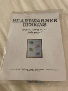 Calentador de Corazón Diseños Contado Punto de Cruz Registro de Nacimiento Vintage Alfabeto Bebé - Imagen 1 de 4