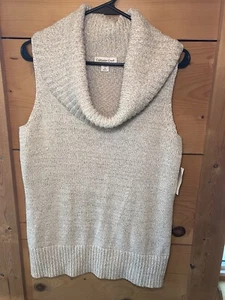 NWT NEWColdwater Creek Sleeveless Sweater Women’s Size M Cowl Shell Cotton Blend - Picture 1 of 7