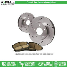 (Rear Kit) Premium Cross Drilled -  2 Disc Brake Rotors - 4 Ceramic Brake Pads