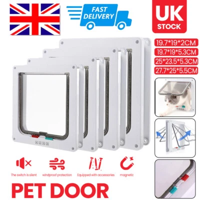 S M L XL / 4-Way Pet Dog Cat Safe Lockable Locking Door Brushy Flap Door Screen