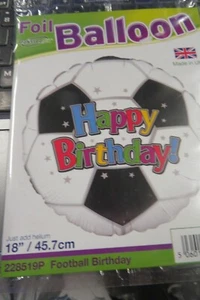 "Happy Birthday" Football Qualatex Round Shaped Balloon-18". - Picture 1 of 1