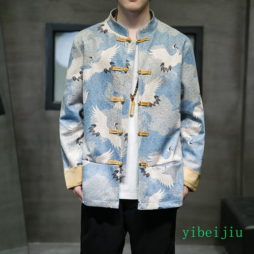 VETEMENTS Tuta uomo ecopelle scamosciata ricamo gru ventaglio giacca tang cappotti etnici abiti autunnali