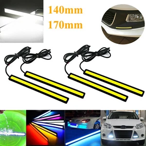 Day Time LED Car Running Light DRL COB Strip Light 12V Waterproof Car Side Light - Picture 1 of 18