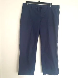 Lauren Ralph Lauren Cotton Pants Cropped Navy Blue Womens Size 12 Petite - Picture 1 of 8