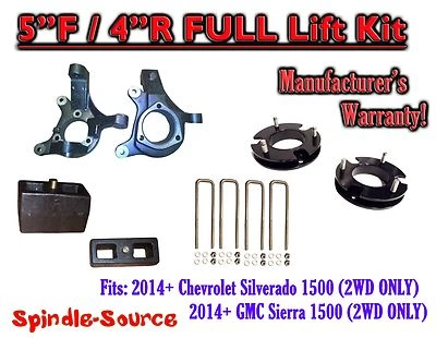 5" / 4" Spindle LIFT KIT FOR 14 - 16 Chevrolet Silverado GMC Sierra 1500 2WD - Image 1 of 2