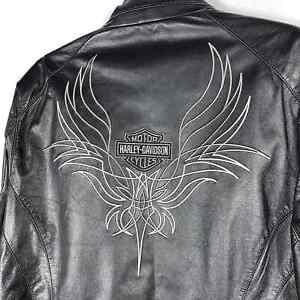 Harley Davidson Rapture Tribal Leather Jacket Black Moto Zip Sz XL