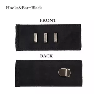 Black Hook Bar pant Waist Extender Closure Pants Shorts Trouser Widen Expander - Picture 1 of 5