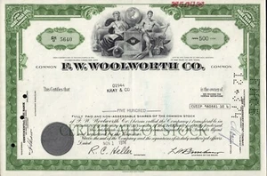 F.W. Woolworth Co New York   Department Stores 500 shares dd 1974 - Picture 1 of 1