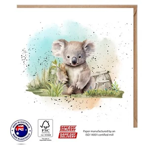 Tarjeta de felicitación oso koala - conjunto de materiales de lujo de diseños australianos la criatura - Imagen 1 de 3