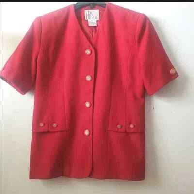 Chaqueta Blazer HBS Ltd De Colección Para Mujer Roja Manga Corta Con Hombreras Foto 1 de 4