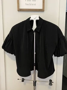 Express Black Short Puff Sleeve Shirt - Picture 1 of 10