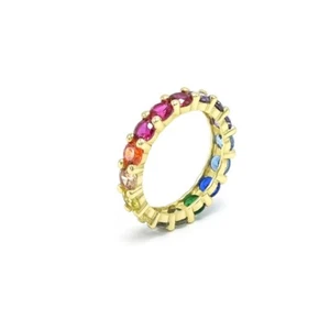 Anillo de tenis multicolor arco iris unisex de 4 mm plata esterlina 925 Eternity arco iris 5-9 - Imagen 1 de 6