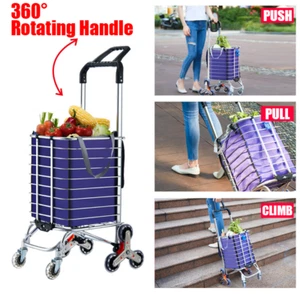 Large Shopping Trolley 8-Wheel Stair Climbing Utility Push Cart Folding 35L Cart - Picture 1 of 15