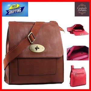 Chic Faux Leather Cross-Body Messenger Bag with Adjustable Strap - 28cm Size - Picture 1 of 8