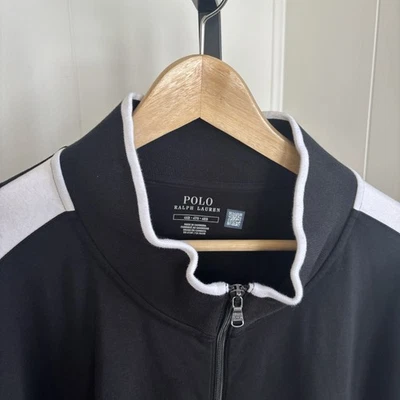 Chaqueta de Pista Polo Ralph Lauren Para Hombre Negra Algodón Cremallera Completa Interlock NUEVA CON ETIQUETAS 4XB Foto 1 de 4