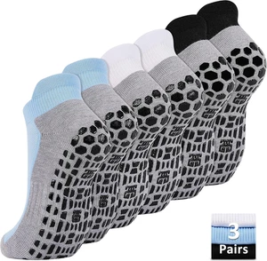 Calze antiscivolo da uomo 3 paia piastrelle pavimenti in legno impugnature adesive calze alla caviglia f - Foto 1 di 9